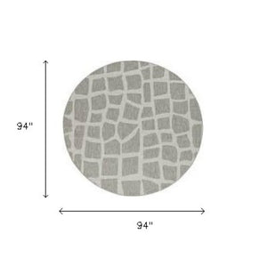 HomeRoots 5' Gray Abstract Area Rug for Indoor & Outdoor Use - Stylish, Durable, and Easy to Clean Design 8' Round 375256