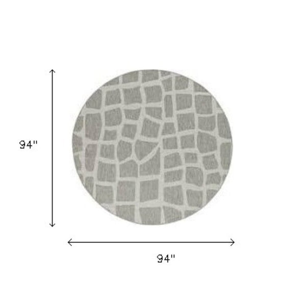 HomeRoots 5' Gray Abstract Area Rug for Indoor & Outdoor Use - Stylish, Durable, and Easy to Clean Design 8' Round 375256