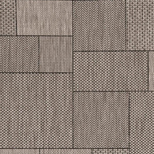 HomeRoots 5' X 8' Grey Geometric Area Rug - Durable, UV-Treated, Low Maintenance for Indoor/Outdoor Spaces 375259