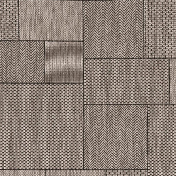 HomeRoots 5' X 8' Grey Geometric Area Rug - Durable, UV-Treated, Low Maintenance for Indoor/Outdoor Spaces 375259