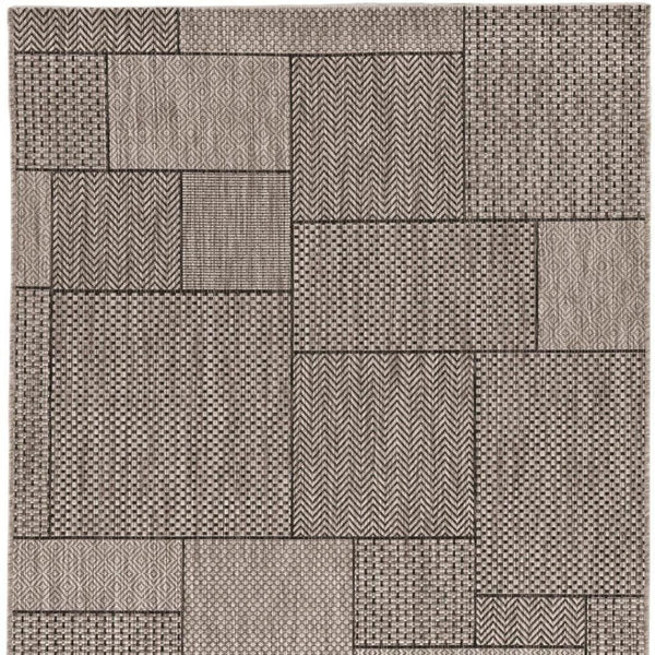 HomeRoots 5' X 8' Grey Geometric Area Rug - Durable, UV-Treated, Low Maintenance for Indoor/Outdoor Spaces 375259