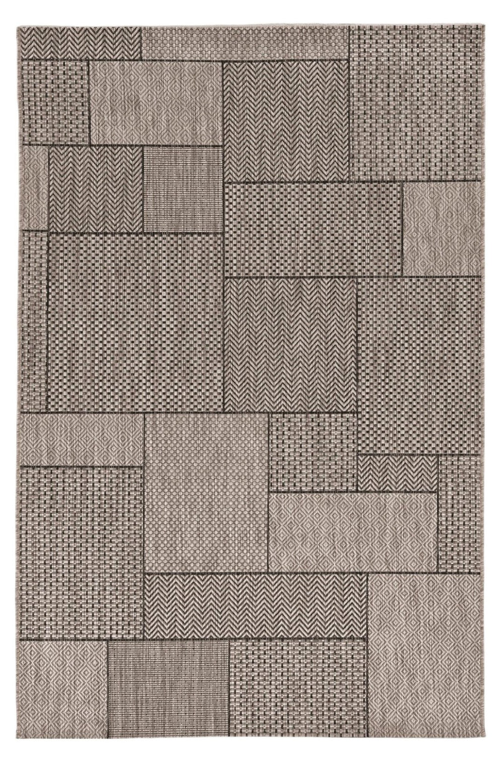 HomeRoots 5' X 8' Grey Geometric Area Rug - Durable, UV-Treated, Low Maintenance for Indoor/Outdoor Spaces 375259