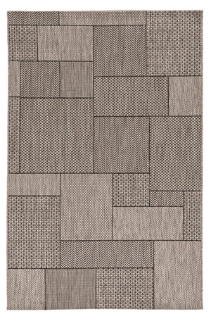 HomeRoots 5' X 8' Grey Geometric Area Rug - Durable, UV-Treated, Low Maintenance for Indoor/Outdoor Spaces 375259