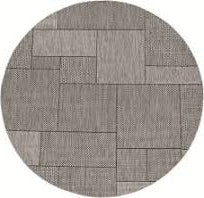 Homeroots 8' Round Gray Southwestern Indoor Outdoor Area Rug  Polypropylene 375261