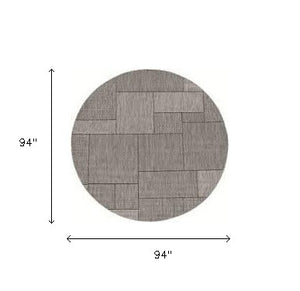 Homeroots 8' Round Gray Southwestern Indoor Outdoor Area Rug  Polypropylene 375261