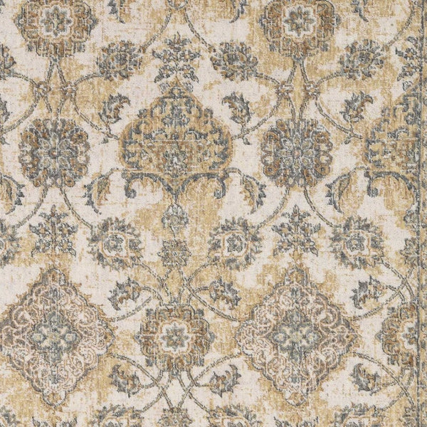 HomeRoots 2' Elegant Ivory Beige Gray Floral Medallion Area Rug - Cozy Comfort for Stylish Small Spaces 2' X 3' 375262
