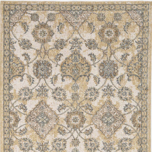 HomeRoots 2' Elegant Ivory Beige Gray Floral Medallion Area Rug - Cozy Comfort for Stylish Small Spaces 2' X 3' 375262