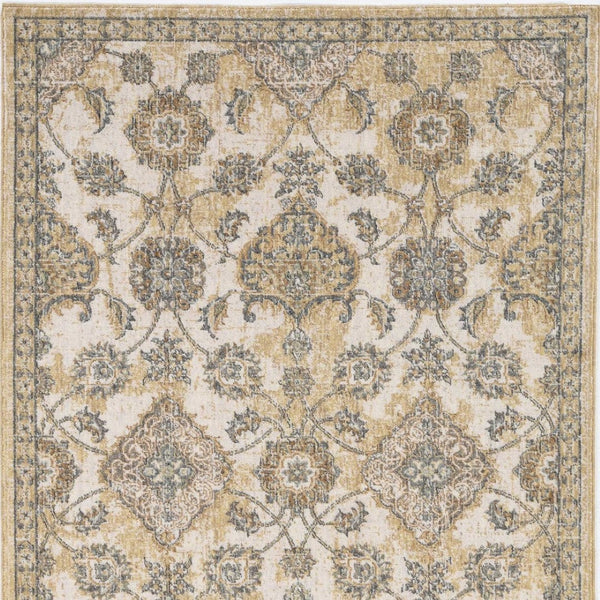 HomeRoots 2' Elegant Ivory Beige Gray Floral Medallion Area Rug - Cozy Comfort for Stylish Small Spaces 2' X 3' 375262