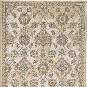 HomeRoots 2' Elegant Ivory Beige Gray Floral Medallion Area Rug - Cozy Comfort for Stylish Small Spaces 8' X 11' 375266