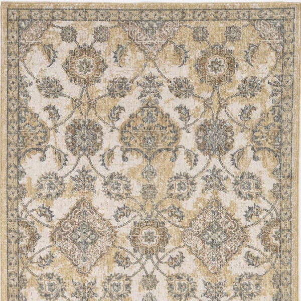 HomeRoots 2' Elegant Ivory Beige Gray Floral Medallion Area Rug - Cozy Comfort for Stylish Small Spaces 8' X 11' 375266