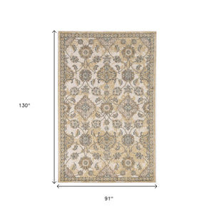 HomeRoots 2' Elegant Ivory Beige Gray Floral Medallion Area Rug - Cozy Comfort for Stylish Small Spaces 8' X 11' 375266