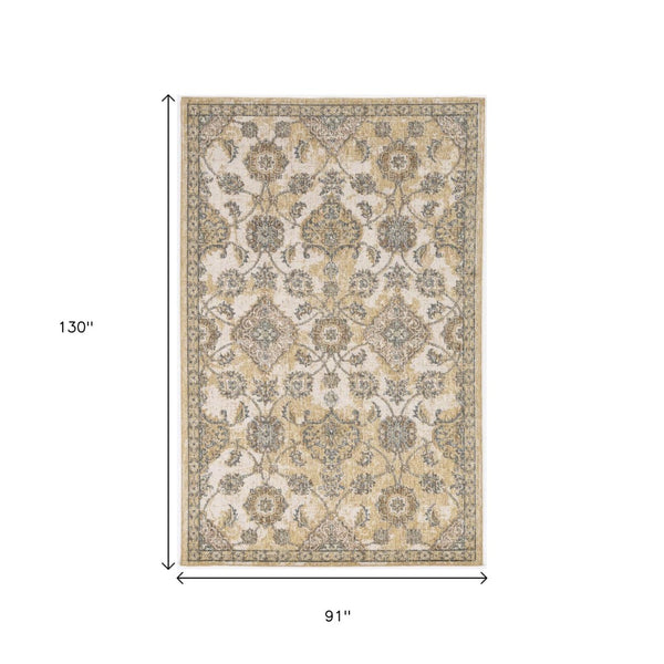 HomeRoots 2' Elegant Ivory Beige Gray Floral Medallion Area Rug - Cozy Comfort for Stylish Small Spaces 8' X 11' 375266