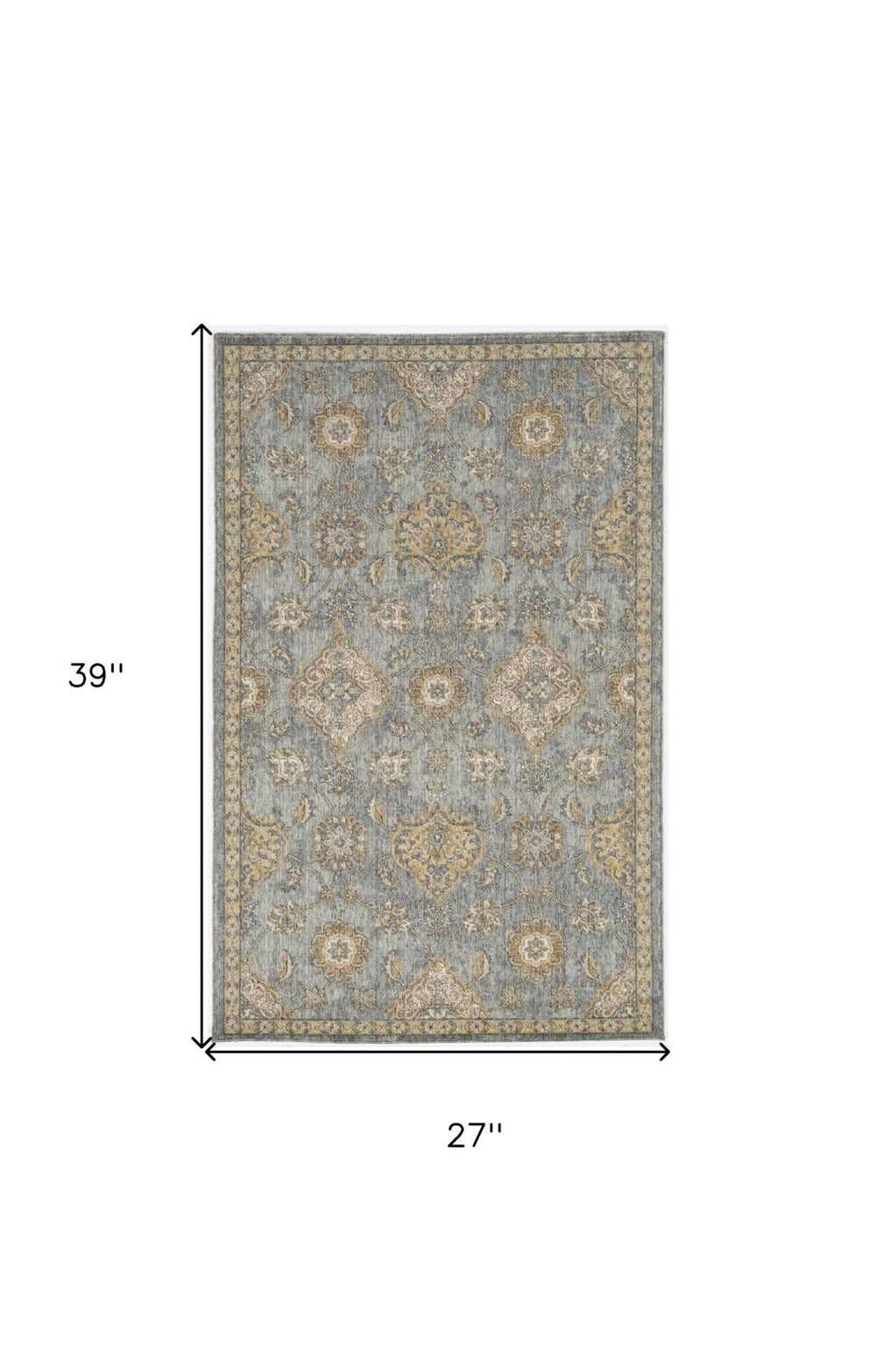 HomeRoots 2' Sage Orange and Gray Wool Floral Area Rug - Vintage Distressed Design for Cozy Small Spaces 2' X 3' 375269