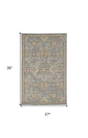 Homeroots 2' X 3' Sage Green Wool Floral Distressed Area Rug  Wool 375269