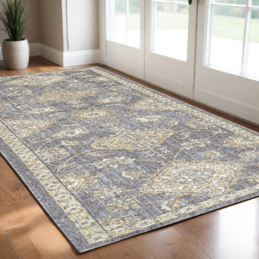 HomeRoots 8' Distressed Floral Wool Runner Rug in Sage, Orange & White – Soft, Vintage Charm for Hallways 3' X 5' 375271