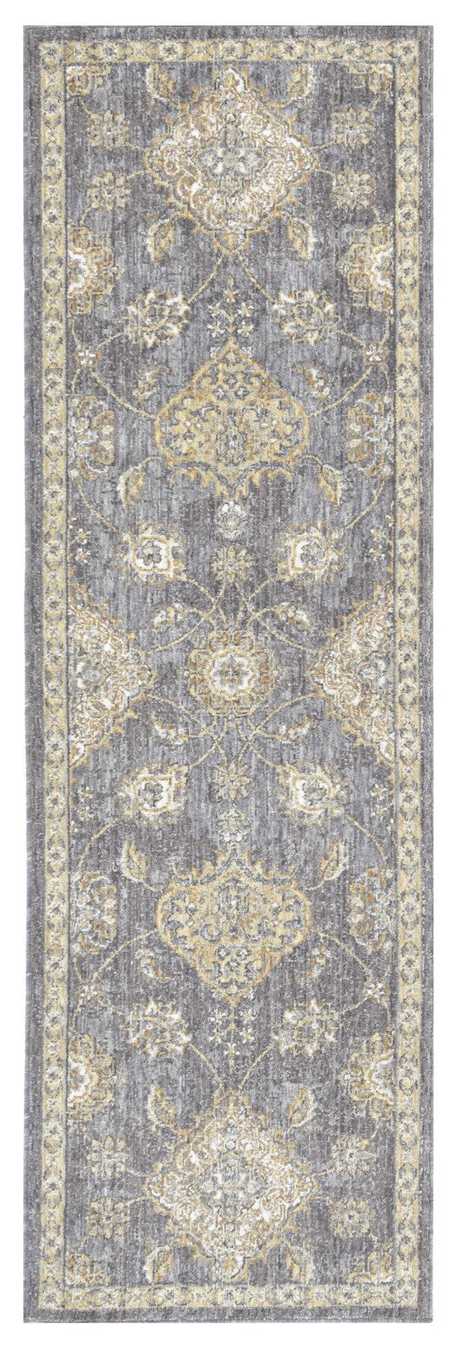 HomeRoots 8' Distressed Floral Wool Runner Rug in Sage, Orange & White – Soft, Vintage Charm for Hallways 3' X 5' 375271