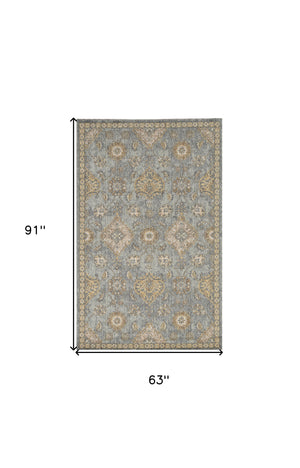 Homeroots 5' X 8' Sage Green Machine Woven Traditional Indoor Area Rug  Wool 375272