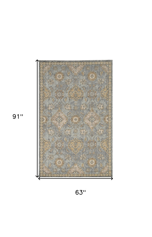 Homeroots 5' X 8' Sage Green Machine Woven Traditional Indoor Area Rug  Wool 375272