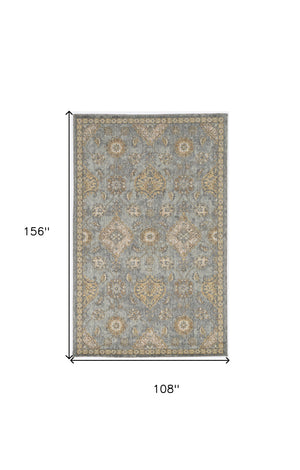 Homeroots 9' X 13' Sage Green Machine Woven Vintage Traditional Indoor Area Rug  Wool 375274