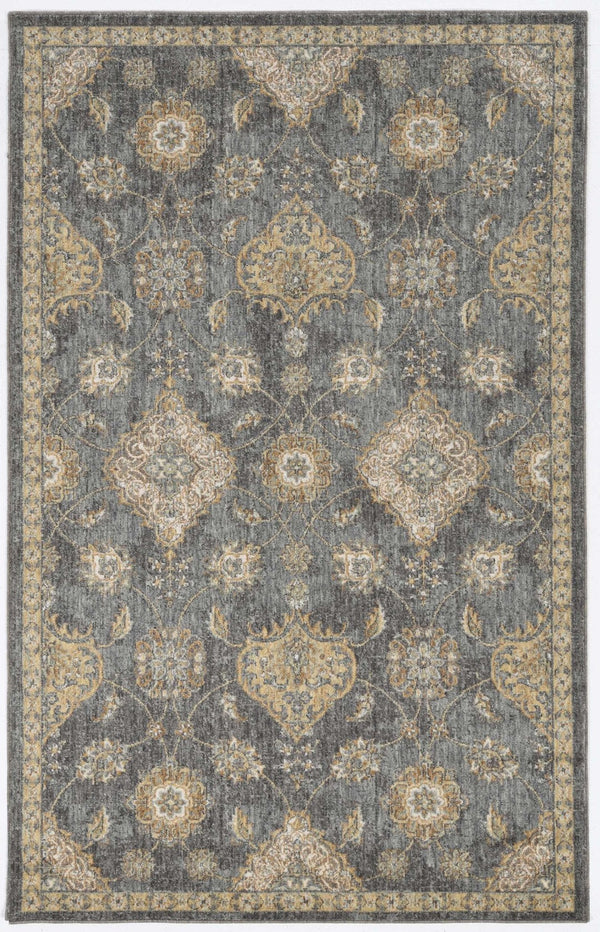 HomeRoots 2' Sage and Slate Gray Floral Medallion Wool Area Rug - Elegant Comfort for Small Spaces 2' X 3' 375276