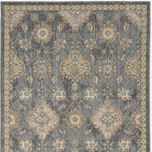 HomeRoots 2' Sage and Slate Gray Floral Medallion Wool Area Rug - Elegant Comfort for Small Spaces 2' X 3' 375276