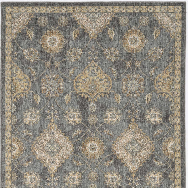 HomeRoots 2' Sage and Slate Gray Floral Medallion Wool Area Rug - Elegant Comfort for Small Spaces 2' X 3' 375276