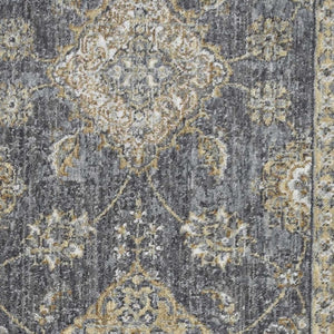 HomeRoots 2' Sage and Slate Gray Floral Medallion Wool Area Rug - Elegant Comfort for Small Spaces 7' Runner 375277