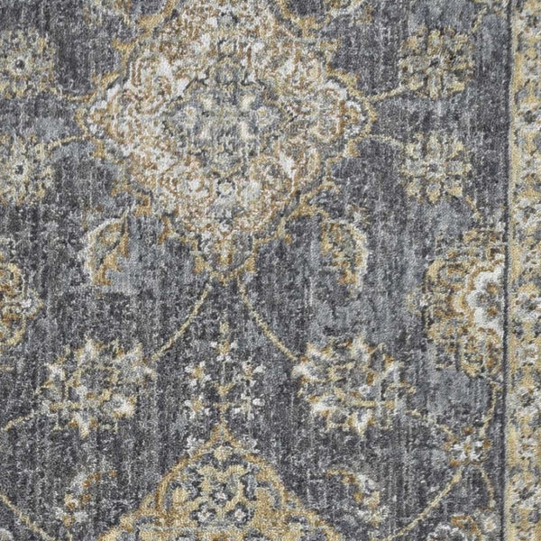 HomeRoots 2' Sage and Slate Gray Floral Medallion Wool Area Rug - Elegant Comfort for Small Spaces 7' Runner 375277