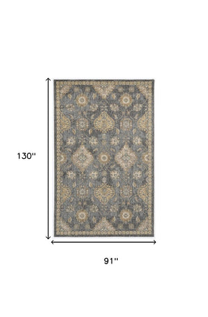HomeRoots 2' Sage and Slate Gray Floral Medallion Wool Area Rug - Elegant Comfort for Small Spaces 8' X 11' 375280