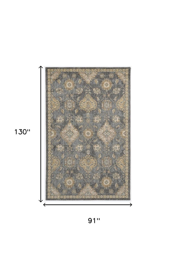 HomeRoots 2' Sage and Slate Gray Floral Medallion Wool Area Rug - Elegant Comfort for Small Spaces 8' X 11' 375280