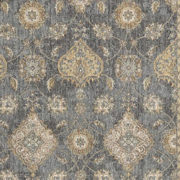 HomeRoots 2' Sage and Slate Gray Floral Medallion Wool Area Rug - Elegant Comfort for Small Spaces 8' X 11' 375280