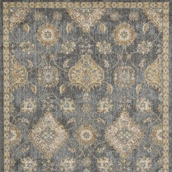 HomeRoots 2' Sage and Slate Gray Floral Medallion Wool Area Rug - Elegant Comfort for Small Spaces 8' X 11' 375280