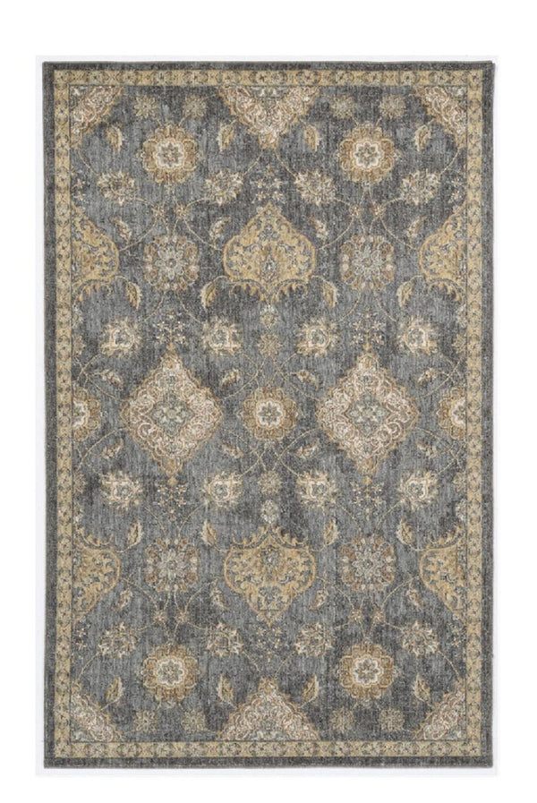 HomeRoots 2' Sage and Slate Gray Floral Medallion Wool Area Rug - Elegant Comfort for Small Spaces 8' X 11' 375280