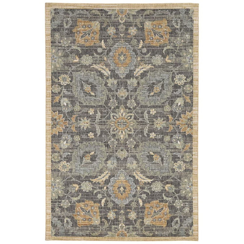 HomeRoots 8' Vintage Floral Distressed Wool Runner Rug in Taupe, Orange & Gray for Timeless Home Charm 3' X 5' 375285
