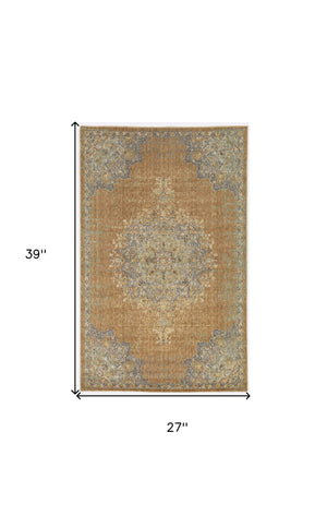 Homeroots 2' X 3' Coffee Wool Medallion Area Rug  Wool 375290