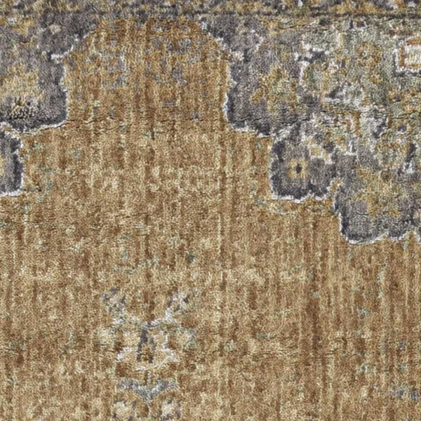 Homeroots 2' X 7' Coffee Vintage Medallion Bordered Wool Indoor Runner Rug  Wool 375291