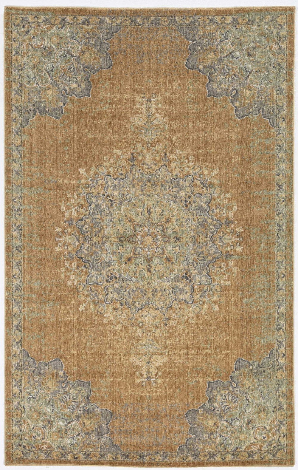 HomeRoots 2' Brown and Gray Wool Medallion Area Rug – Timeless Elegance for Entryways and Small Spaces 3' X 5' 375292