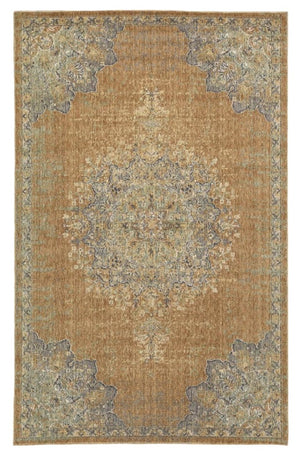HomeRoots 2' Brown and Gray Wool Medallion Area Rug – Timeless Elegance for Entryways and Small Spaces 5' X 7' 375293