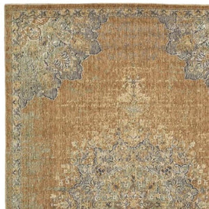 HomeRoots 2' Brown and Gray Wool Medallion Area Rug – Timeless Elegance for Entryways and Small Spaces 5' X 7' 375293