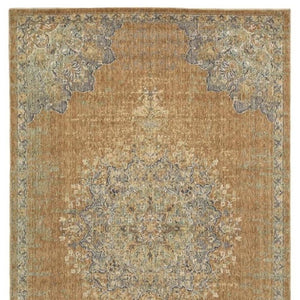 HomeRoots 2' Brown and Gray Wool Medallion Area Rug – Timeless Elegance for Entryways and Small Spaces 5' X 7' 375293