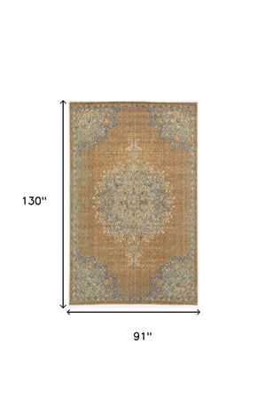 Homeroots 8' X 11' Coffee Brown Machine Woven Floral Medallion Indoor Area Rug  Wool 375294