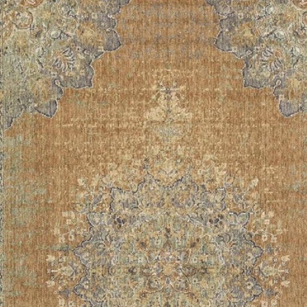 HomeRoots 9' Wool Medallion Area Rug in Brown and Gray - Luxurious, Durable, and Perfect for Any Room Decor 9' X 13' 375295