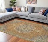 Coffee Wool Medallion Area Rug – Elegant Rectangle Design to Enhance Your Living Space Style