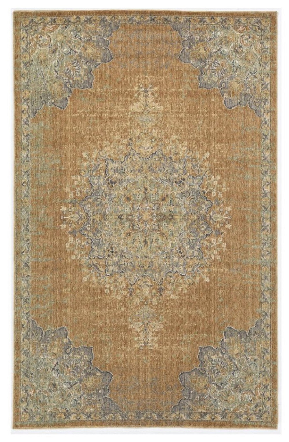 HomeRoots 9' Wool Medallion Area Rug in Brown and Gray - Luxurious, Durable, and Perfect for Any Room Decor 9' X 13' 375295