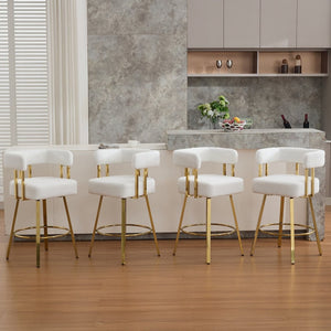 English Elm Ts Teddy Fleece Accent Chair Set of Two with Gold Square Legs for Glam Modern Spaces White W2311P412751