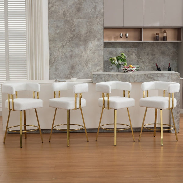 English Elm Ts Teddy Fleece Accent Chair Set of Two with Gold Square Legs for Glam Modern Spaces White W2311P412751