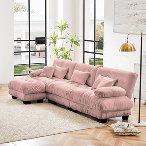 English Elm Luxury Modular Sectional Sofa - Oversized L-Shaped Chenille Couch In Chic Pink For Ultimate Comfort W714S01011