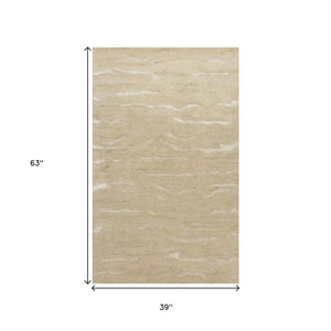 HomeRoots 3'' Hand-Tufted Beige and Ivory Abstract Area Rug - Modern Design for Cozy Spaces and Floors 3' X 5' 375339