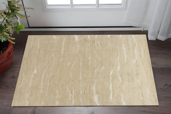 HomeRoots 3'' Hand-Tufted Beige and Ivory Abstract Area Rug - Modern Design for Cozy Spaces and Floors 3' X 5' 375339