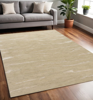 HomeRoots 3'' Hand-Tufted Beige and Ivory Abstract Area Rug - Modern Design for Cozy Spaces and Floors 5' X 7' 375340